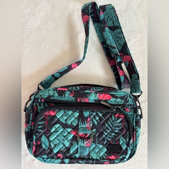 lug Handbags - NEW Lug Black & Green Tropical Print Quilted Crossbody Belt Bag